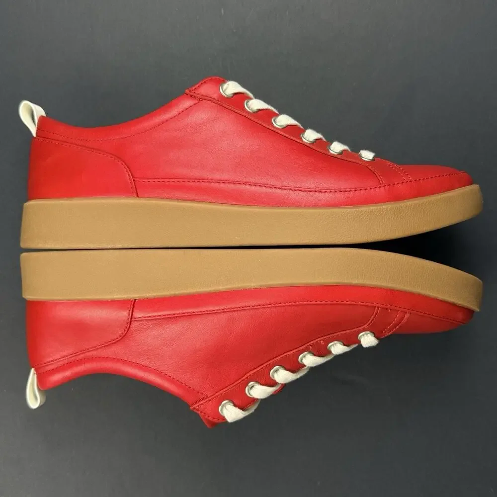 Vionic Winny Women’s 9 Wide Red Leather Fashion Comfort Sneakers Excellent